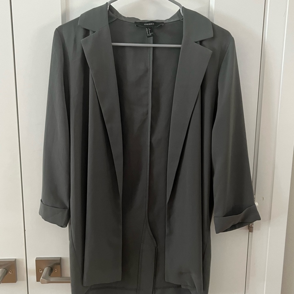 Forever 21 hunter green Blazer with Notched Lapels